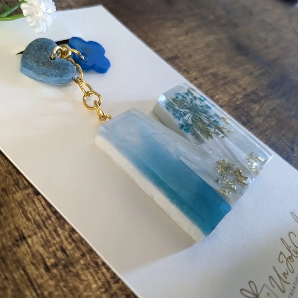 Porte-clés Lettre M Fleur Bleue 